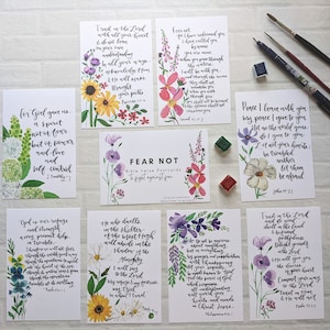 Fear Not Bible Verse Postcards | Set of 8 Bible postcards | Christian gift for women  | Proverbs 3:5-6 | Do Not Be Anxious | Trust the Lord