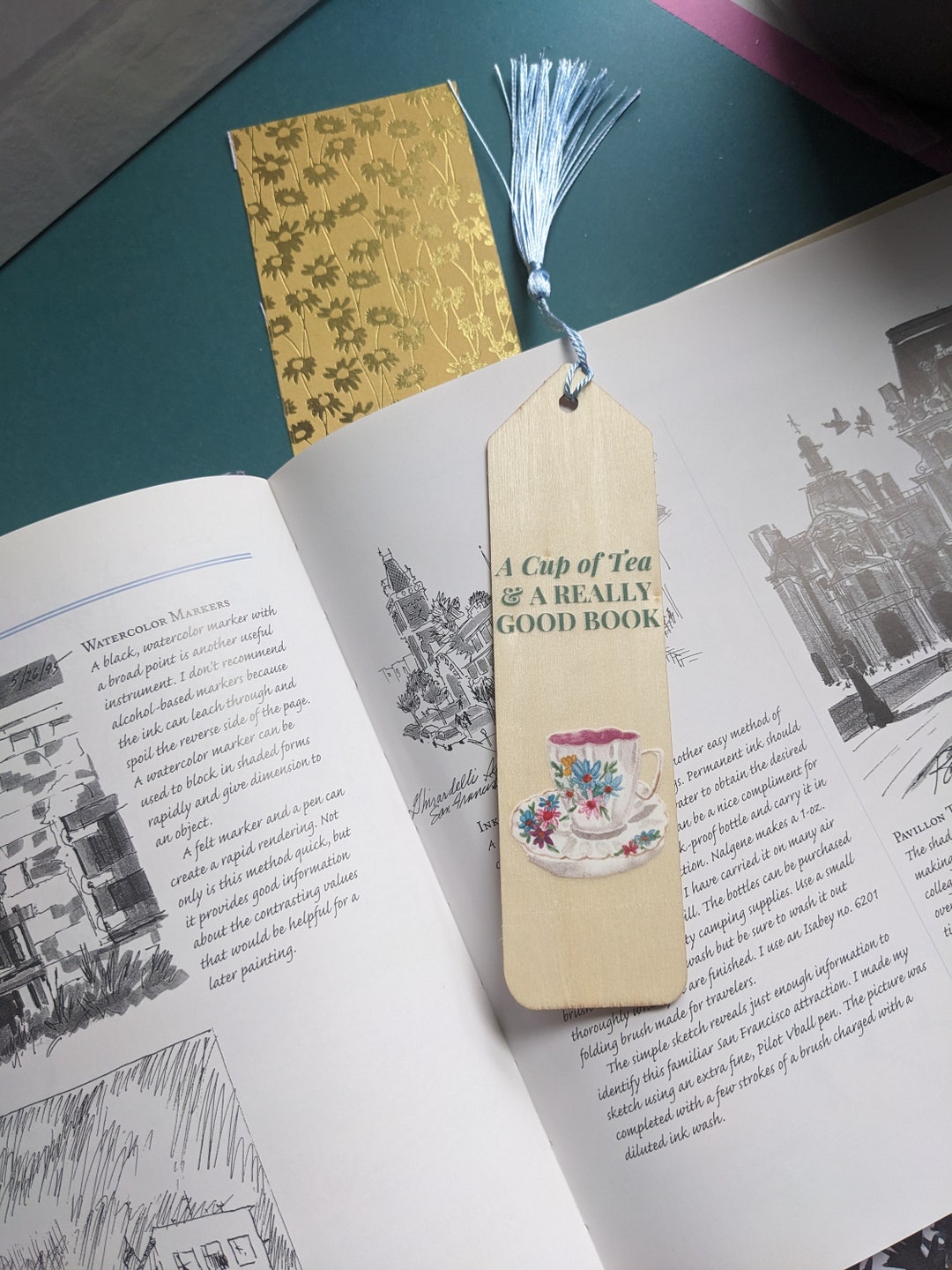 Wooden Tea Bookmark Tea Lover 1.6x6 Tea and Book Lover Gift for Teacup ...