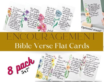 Peut inclure: Un paquet de huit cartes plates de 12,7x17,8 cm avec des versets bibliques encourageants et des motifs floraux aquarelle. Les cartes présentent des versets tels que "L'Éternel accomplira son dessein pour toi" et "L'Éternel marche devant toi ; il est avec toi ; il ne te laissera pas, il ne t'abandonnera pas."