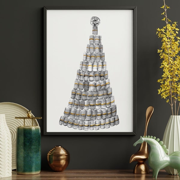 Genesee Brewery Keg Tree Watercolor Print | City of Rochester Holiday Painting | Beer Art | Genny Brewery Art | Brewery Art | Mancave Art