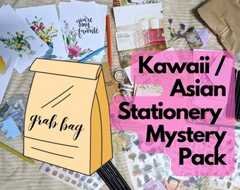Large Kawaii / Asian Stationery Mystery Pack | Snail mail goodies | Pen Pal Goodies | Washi Tape | Journal | Scrapbooking | Washi Stickers
