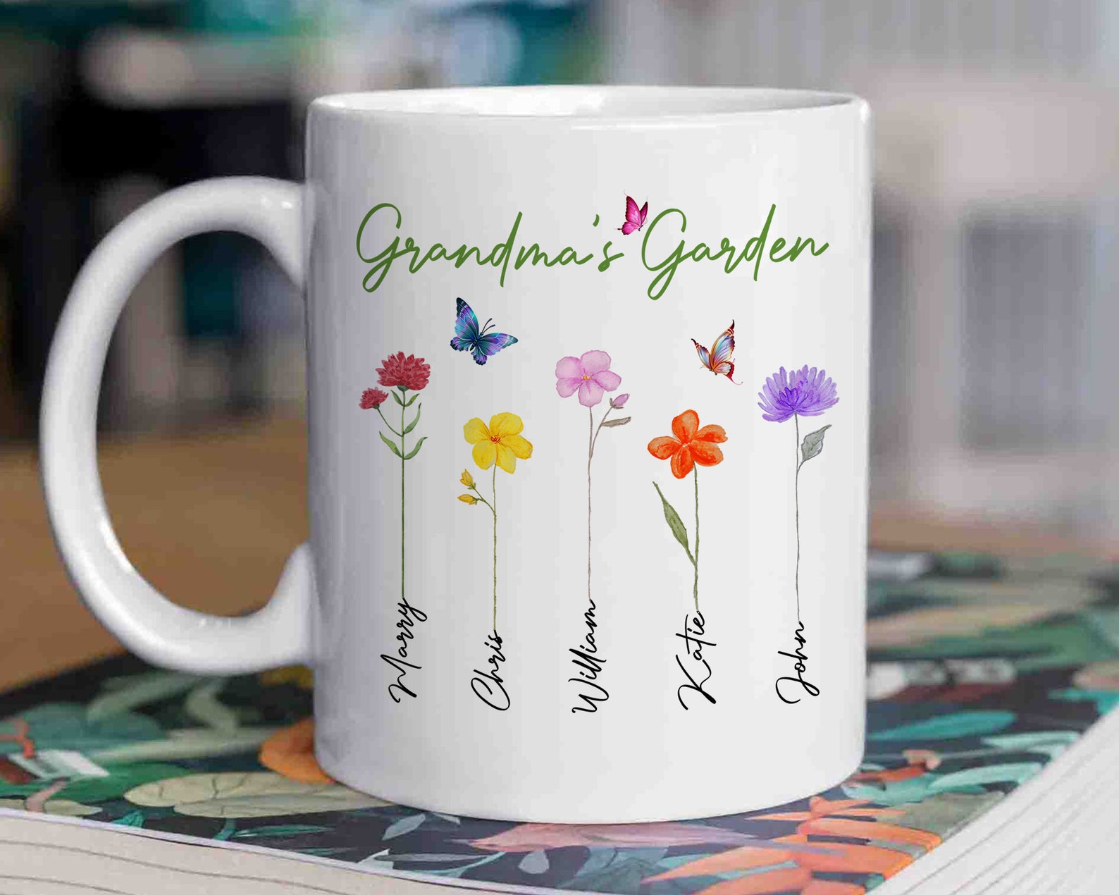 Personalized Grandma's Garden Mug Custom Grandkids Names Etsy