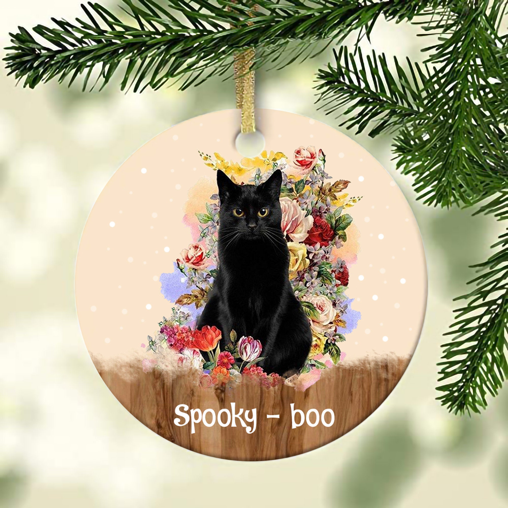Personalized Black Cat Ornament Merry Christmas Ornament Etsy