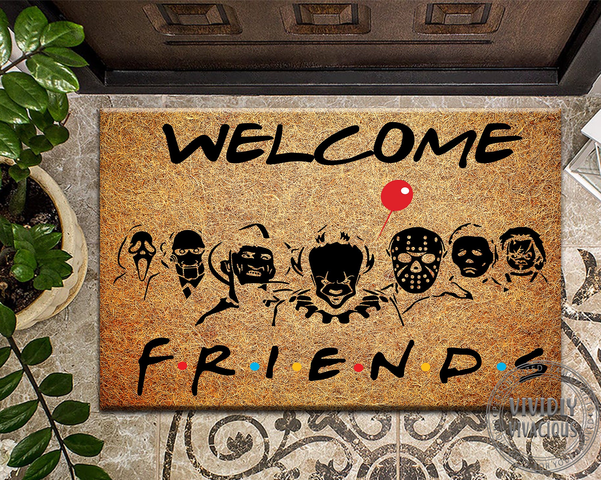 Horror Friends Doormat Horror Characters Doormat Etsy