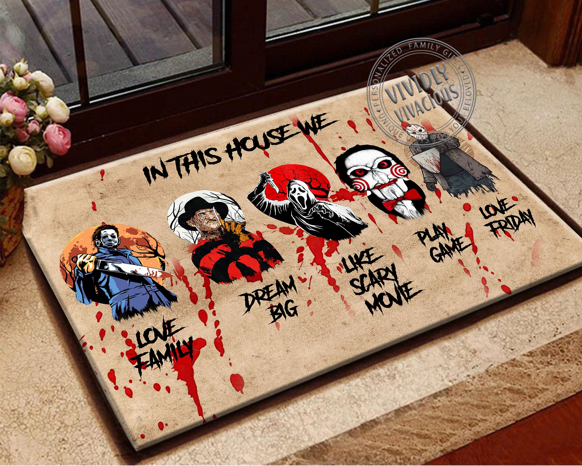 Horror Movies Doormat Horror Characters Doormat in This | Etsy