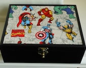 Marvel SuperHeroes Storage Box Avengers Trinket box Keepsake box Superhero Wooden Box Marvel Avengers Decorative box Thor Captain America