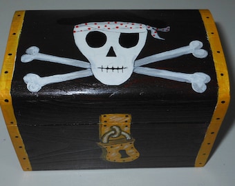 Handmade Pirate Treasure Chest: Skull and Crossbones, Treasure Map Interior