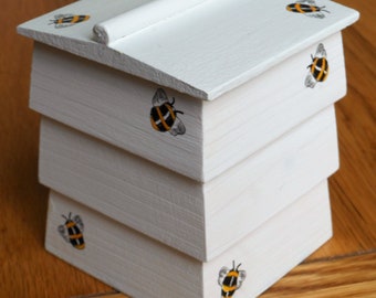 Bee hive trinket/ornamental wooden box/WBC hive/Bee hive home decor/Hive decorated box/Bee hive box