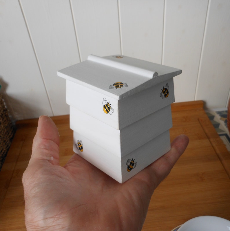 Bee hive trinket/ornamental wooden box/WBC hive/Bee hive home decor/Hive decorated box/Bee box/Bee hive box image 4