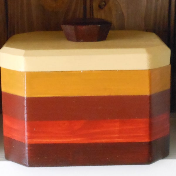 Tea caddy/T Box/Striped Tea Caddy/Striped T Box/storage box/striped storage box/rustic wooden striped box/Home Decor box