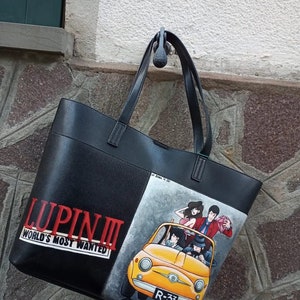 Handbemaltes Leder TASCHE Frau LUPIN III Margot Jigen Goemon Zenigata