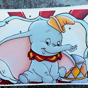 Hand-painted eco-leather shoulder bag DUMBO and the Circus with coin purse and card holder