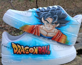 Handbemalte Lederschuhe NIKE Air Force 1 Dragon Manga Ball Anime Comics Sayan Goku