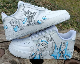 Handmålade läderskor Nike Air Force Disney Mickey Prinsessor