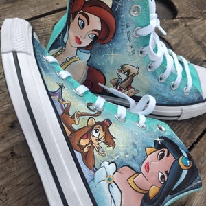 Anastasia and Jasmine Aladdin DISNEY all star hand painted custom converse