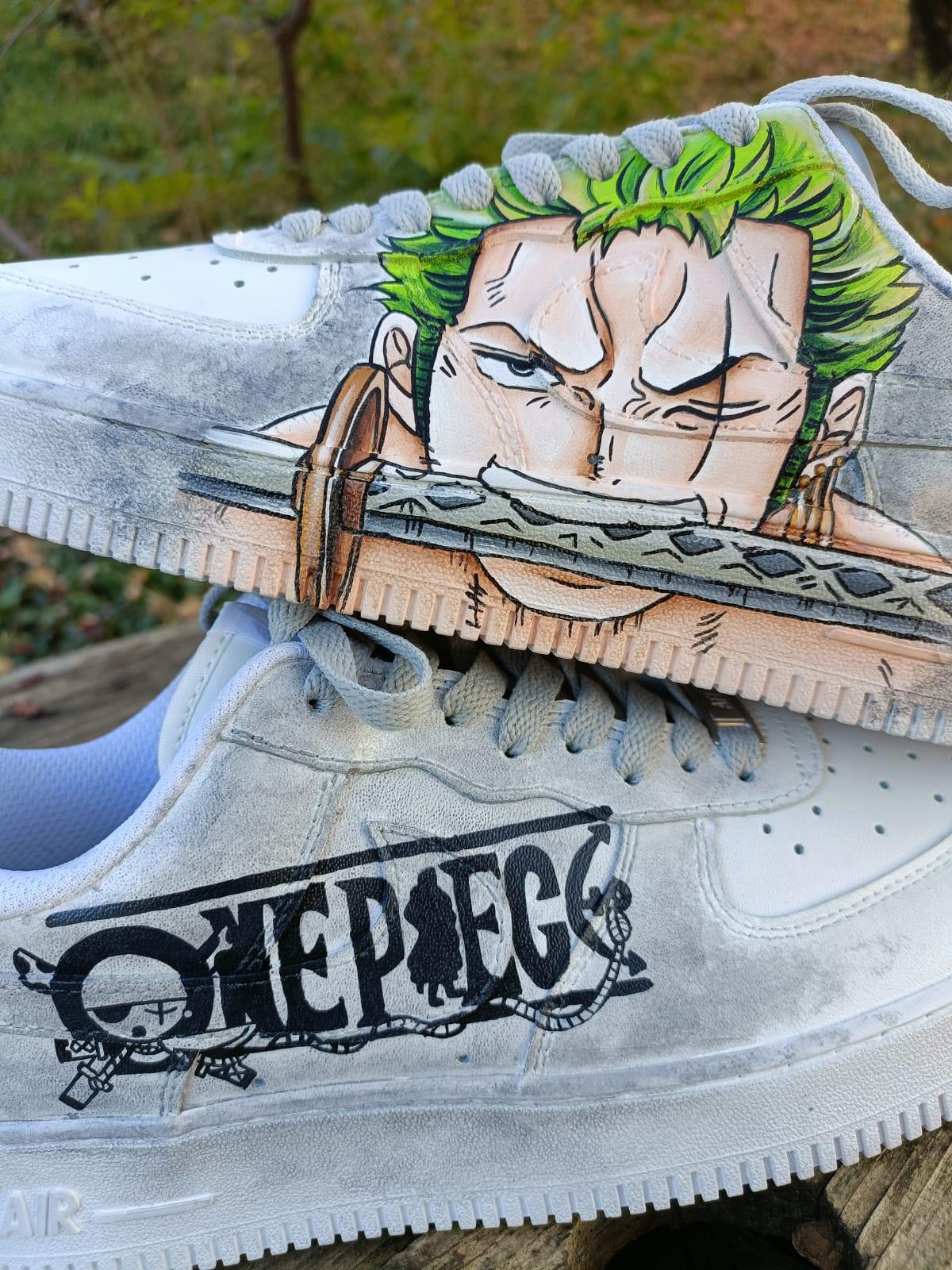 Hand Painted Leather Shoes NIKE Air Force 1 One Piece Manga Monkey