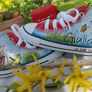 Chaussures en toile peintes à la main All Star Converse Custom Baby and Dog ATO