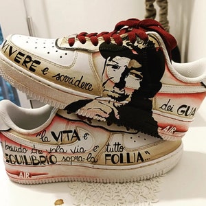Hand PAINTED Leather Shoes NIKE AirForce 1 Vasco Rossi Pop art Singer BLASCO