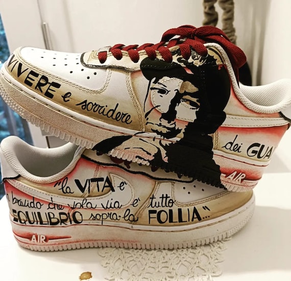 Leather HAND PAINTED NIKE Airforce 1 Vasco Rossi Pop Art -