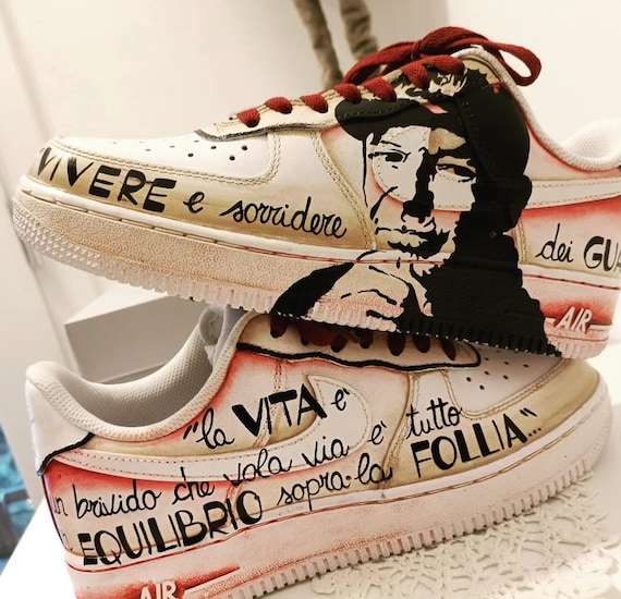 Scarpe pelle DIPINTE a mano NIKE AirForce 1 Vasco Rossi Pop art