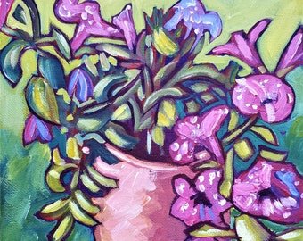 Petunias | Acrylic Still Life | Impressionist Painting