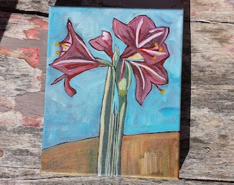 Amaryllis | Original Acrylic Painting | Impressionist Floral Painting | 8"x10" | Beth Lighthouse