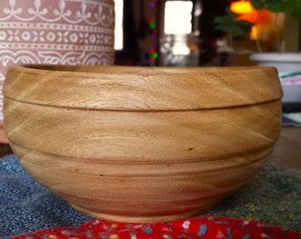 Hand Turned Wooden Bowl | Elm Bowl | Medieval Bowl | Lathe Turned Bowl | Natural Finish
