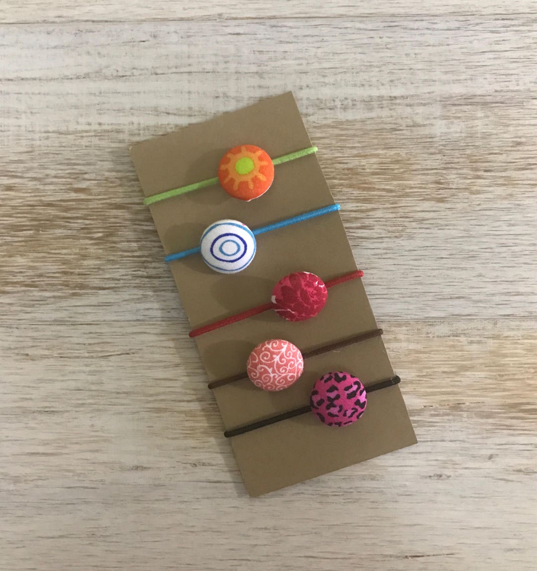 Button Hair Ties - Set of 5 - Girls Hair Ties - Hair Accessories ...