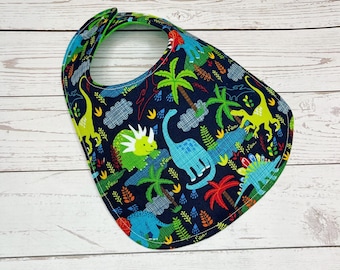 051, Reversible Baby Bib for Baby Boy, Dinosaur Baby Bib, Cute Baby Bib, Baby Shower Gift, Baby Brother, Dribble
