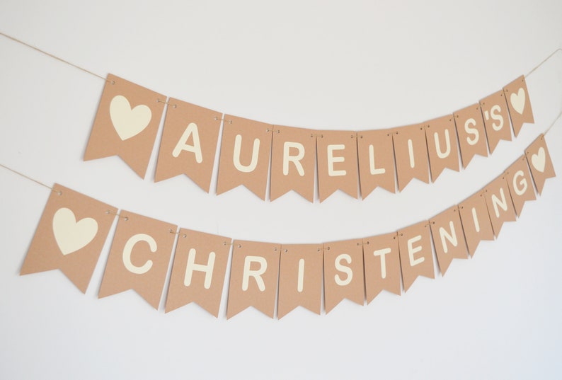 Personalised christening decoration Personalized Christening bunting Baptism banner New baby Custom decoration Baby boy Baby girl Bunting image 2