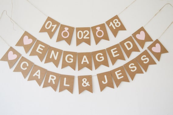 Personalised Engagement Bunting Engaged Decorations Etsy