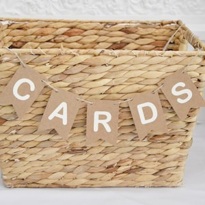 CARDS Mini Bunting, Wedding Cards Sign, Gift Table, Brown kraft Garland, Rustic Decor, Eco-Friendly, Ivory Table Decoration, Baby Shower