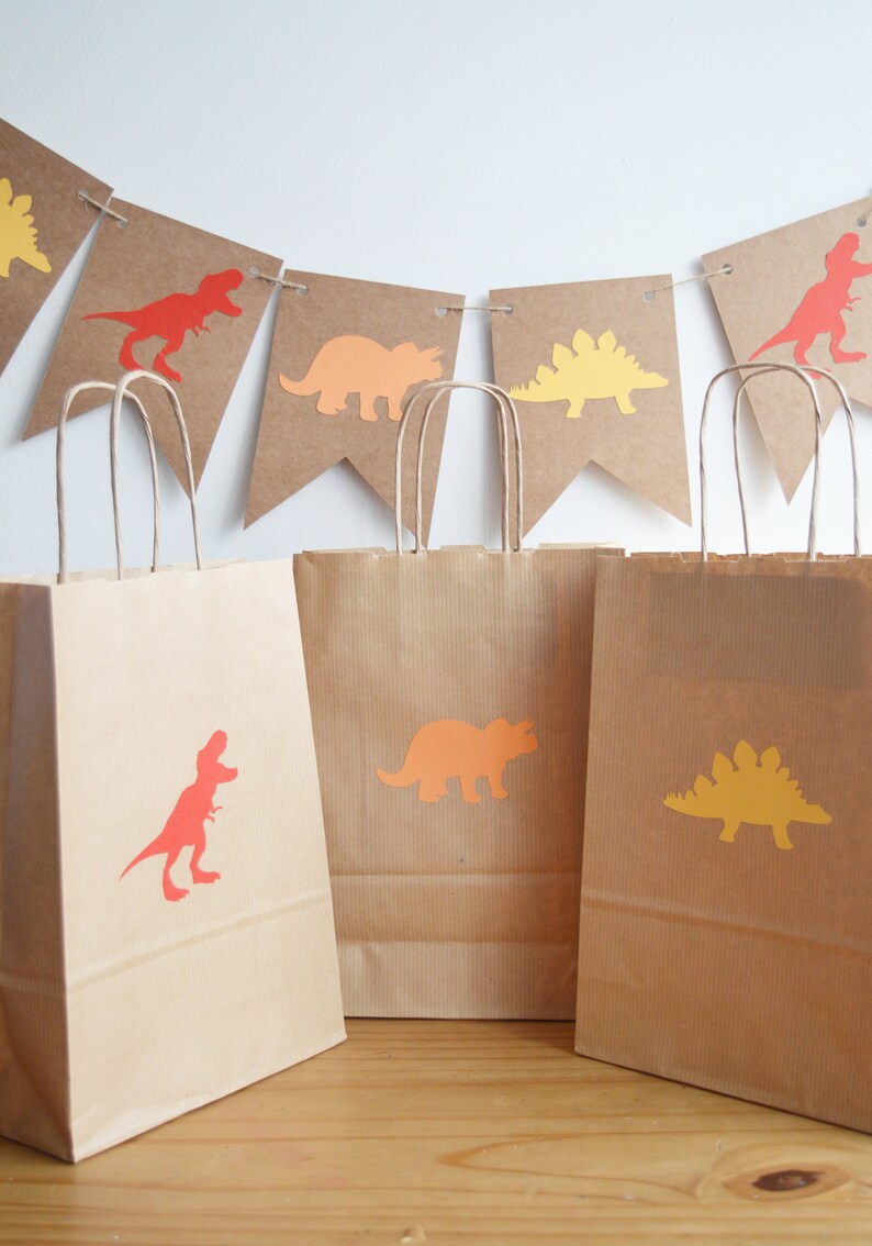 10 Pack Dinosaur Party Bags Gifts Boys Birthday Party Brown Etsy