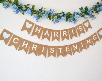 Personalised christening decoration Personalized Christening bunting Baptism banner New baby Custom decoration Baby boy Baby girl Bunting