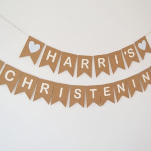 Personalised christening decoration Personalized Christening bunting Baptism banner New baby Custom decoration Baby boy Baby girl Bunting image 3