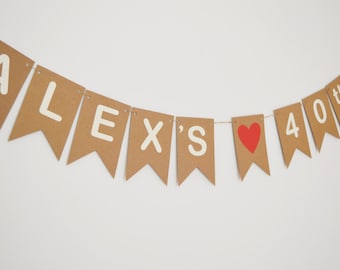 Personalised Birthday Bunting, Birthday Party Decorations, Custom Name Birthday Banner, Any Age, 30TH, 40TH, 50TH, 60TH