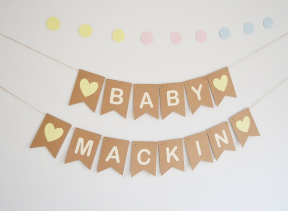 Custom baby shower bunting Personalised bay shower banner Personalized  New baby Baby boy Baby girl Baby shower decorations Yellow Heart