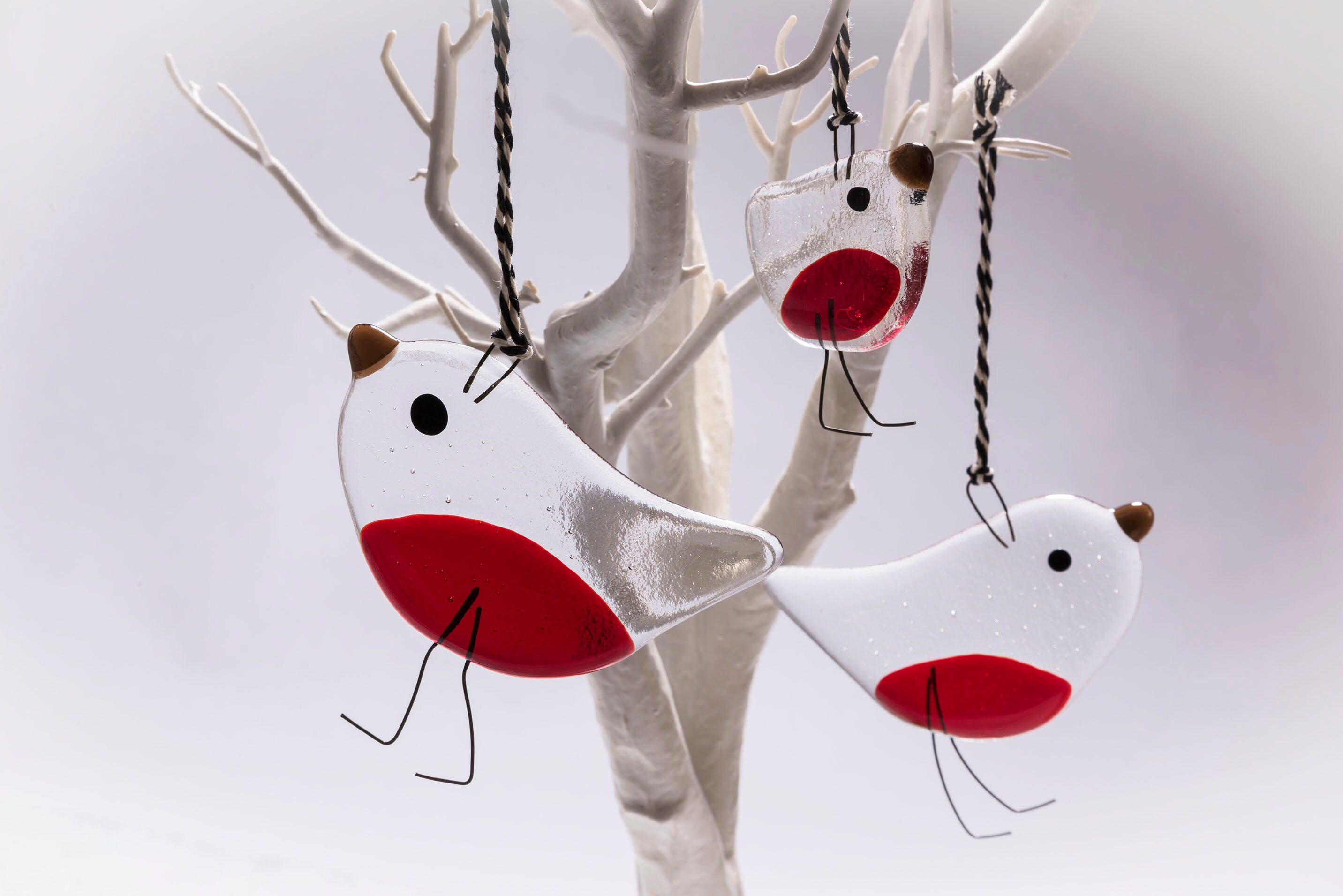 Handmade fused glass robin wall hanging decoration tree Etsy