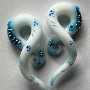 Haunting Ghost Gauges - Fake, 2g, 0g, 00g, 7/16", 1/2", 9/16", 5/8", 11/16", 3/4" - Halloween Gauged Earrings Handmade From Polymer Clay
