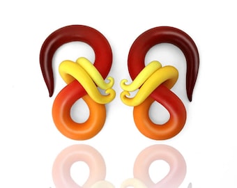 Fire Phoenix Gauges -  Fake, 4g, 2g, 0g, 00g, 7/16", 1/2", 9/16", 5/8" - Fire Gauges - Fake Gauge - Hanger Earrings