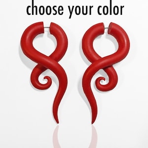 Serpent Goddess Fake Gauges - Handmade Polymer Clay Faux Gauge Earrings