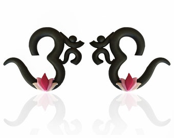 Om Namaste Lotus Gauges - Fake, 4g, 2g, 0g, 00g, 7/16", 1/2"- Yoga
