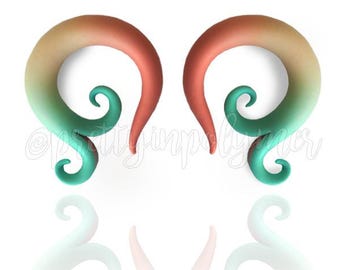Ombré Floral Hanger Gauges -  Earrings For Stretched Lobes - Fake,  4g, 2g, 0g, 00g, 7/16", 1/2",  9/16", 5/8"  - Gauged Earrings