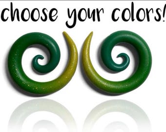 Lemon Lime Ombre Transition Gauges - Fake, 2g, 0g, 00g, 7/16", 1/2", 9/16", 5/8", 11/16", 3/4", 7/8", 1" Gauged Earrings