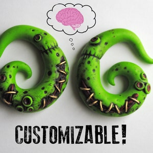 Zombie Gauges - Fake, 4g, 2g, 0g, 00g, 7/16", 1/2", 9/16", 5/8", 11/16",  3/4" - Gauged Earrings Halloween