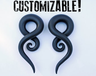 Serpent Goddess Gauges Handmade From Polymer Clay - Fake, 4g, 2g, 0g, 00g, 7/16", 1/2", 9/16", 5/8", 11/16",  3/4"  - Gauged Earrings