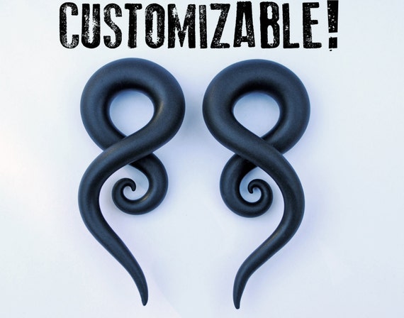 Serpent Goddess Gauges Handmade From Polymer Clay - Fake, 4g, 2g, 0g, 00g, 7/16", 1/2", 9/16", 5/8", 11/16", 3/4" - Gauged Earrings
