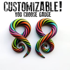 Dark Side of the Rainbow Gauges - Fake, 2g, 0g, 00g, 7/16", 1/2", 9/16", 5/8", 11/16",  3/4" - Spiral Plugs