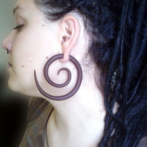 Large Spiral Gauges Handmade From Polymer Clay - Fake, 4g, 2g, 0g, 00g, 7/16", 1/2", 9/16", 5/8", 11/16",  3/4" - Boho Earrings