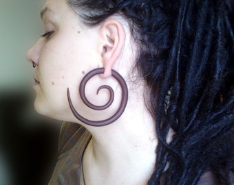 Large Spiral Gauges Handmade From Polymer Clay - Fake, 4g, 2g, 0g, 00g, 7/16", 1/2", 9/16", 5/8", 11/16",  3/4" - Boho Earrings